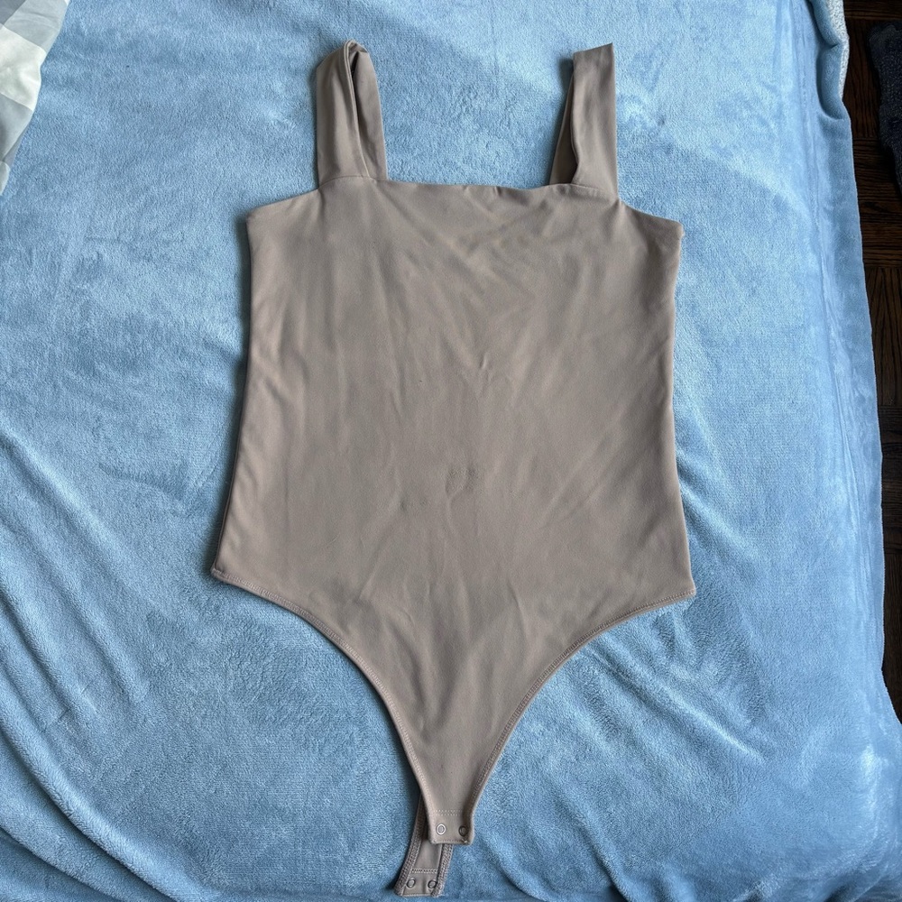 Abercrombie Soft Af collection Bodysuit Grey Brown Large EUC - Picture 3 of 7